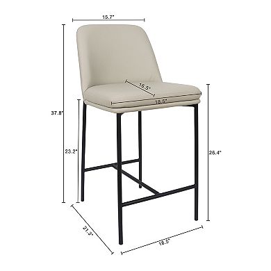 MANHATTAN COMFORT Loft Faux Leather Upholstered Metal Counter Stool Set of 2