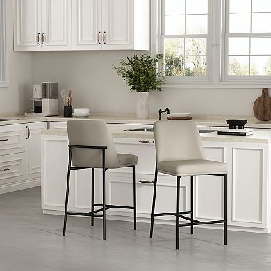 MANHATTAN COMFORT Loft Faux Leather Upholstered Metal Counter Stool Set of 2