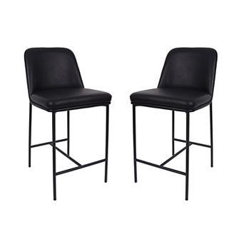 MANHATTAN COMFORT Loft Faux Leather Upholstered Metal Counter Stool Set of 2