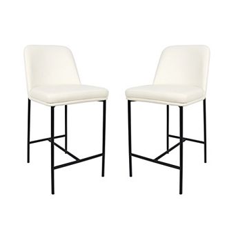 MANHATTAN COMFORT Loft Faux Leather Upholstered Metal Counter Stool Set of 2