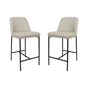 MANHATTAN COMFORT Loft Faux Leather Upholstered Metal Counter Stool Set of 2