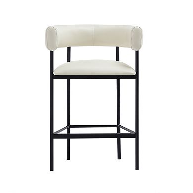 MANHATTAN COMFORT Onda Faux Leather Upholstered Metal Counter Stool
