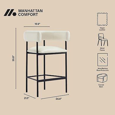 MANHATTAN COMFORT Onda Faux Leather Upholstered Metal Counter Stool
