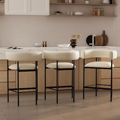 MANHATTAN COMFORT Onda Faux Leather Upholstered Metal Counter Stool
