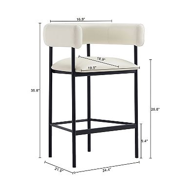 MANHATTAN COMFORT Onda Faux Leather Upholstered Metal Counter Stool