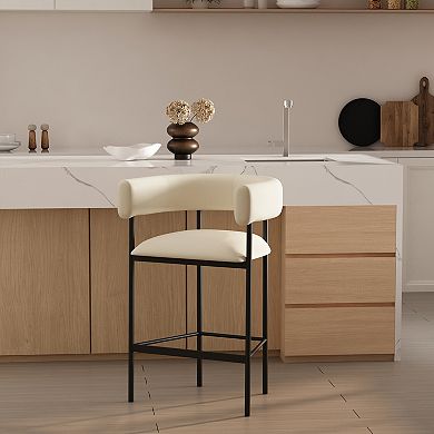 MANHATTAN COMFORT Onda Faux Leather Upholstered Metal Counter Stool