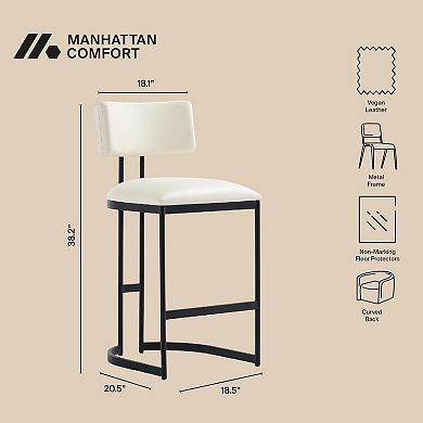 MANHATTAN COMFORT Juno Faux Leather Upholstered Metal Counter Stool