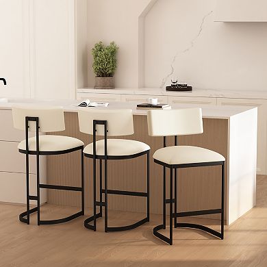 MANHATTAN COMFORT Juno Faux Leather Upholstered Metal Counter Stool