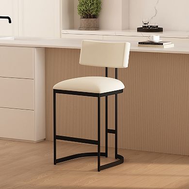 MANHATTAN COMFORT Juno Faux Leather Upholstered Metal Counter Stool