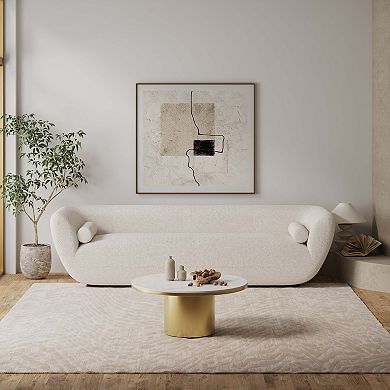 MANHATTAN COMFORT Glenn Modern Glam Round Sintered Stone Top Coffee Table