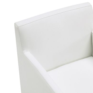 MANHATTAN COMFORT Anna Square Faux Leather Upholstered Dining Armchair