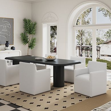 MANHATTAN COMFORT Anna Square Faux Leather Upholstered Dining Armchair