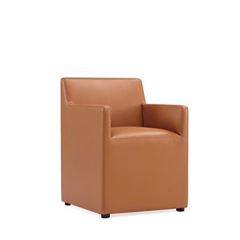 MANHATTAN COMFORT Anna Square Faux Leather Upholstered Dining Armchair