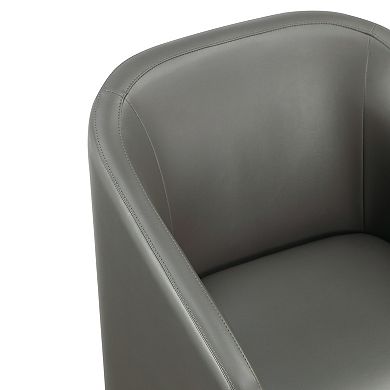 MANHATTAN COMFORT Anna Round Faux Leather Upholstered Dining Armchair