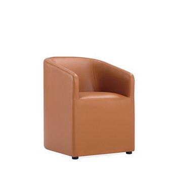 MANHATTAN COMFORT Anna Round Faux Leather Upholstered Dining Armchair