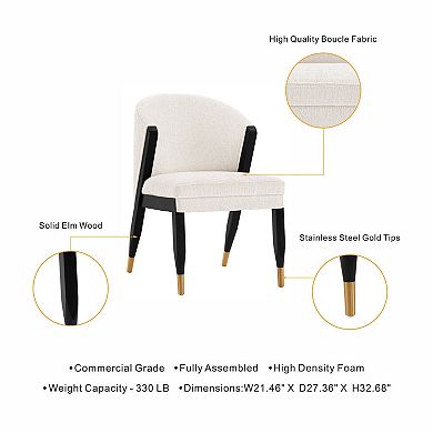 MANHATTAN COMFORT Ola Upholstered Wood Dining Chair with Gold Tips