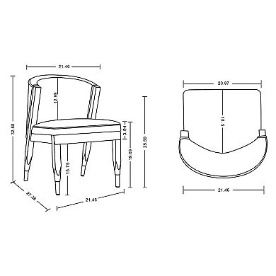 MANHATTAN COMFORT Ola Upholstered Wood Dining Chair with Gold Tips