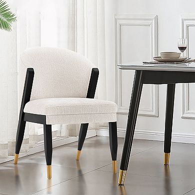 MANHATTAN COMFORT Ola Upholstered Wood Dining Chair with Gold Tips