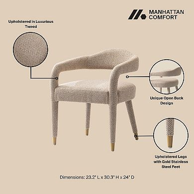 MANHATTAN COMFORT Aspen Tweed Upholstered Dining Armchair with Open Back Design