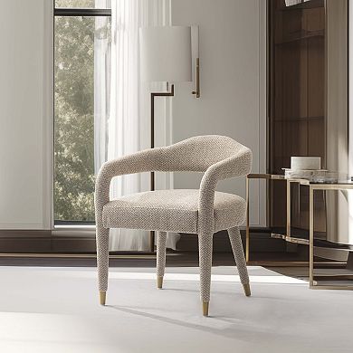 MANHATTAN COMFORT Aspen Tweed Upholstered Dining Armchair with Open Back Design
