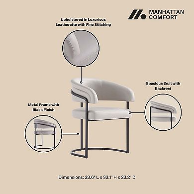 MANHATTAN COMFORT Augusta Faux Leather Upholstered Metal Dining Chair