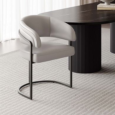 MANHATTAN COMFORT Augusta Faux Leather Upholstered Metal Dining Chair