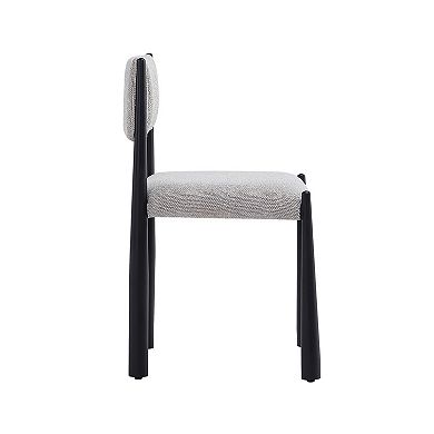 MANHATTAN COMFORT Mid-Century Modern Boucle Upholstered Metal Dining Side Chair Set of 2