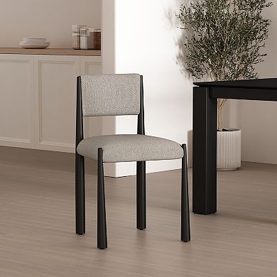MANHATTAN COMFORT Mid-Century Modern Boucle Upholstered Metal Dining Side Chair Set of 2