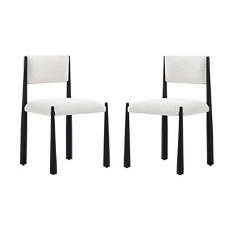 MANHATTAN COMFORT Mid-Century Modern Boucle Upholstered Metal Dining Side Chair Set of 2