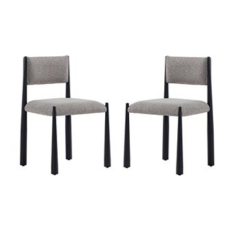 MANHATTAN COMFORT Mid-Century Modern Boucle Upholstered Metal Dining Side Chair Set of 2