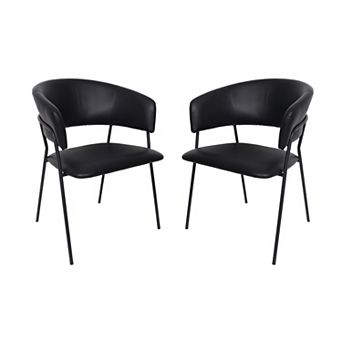 MANHATTAN COMFORT Contemporary Modern Faux Leather Upholstered Dining Armchair Set of 2