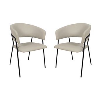 MANHATTAN COMFORT Contemporary Modern Faux Leather Upholstered Dining Armchair Set of 2