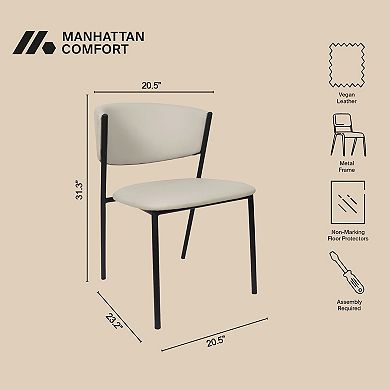 MANHATTAN COMFORT Drift Faux Leather Upholstered Metal Dining Side Chair Set of 4