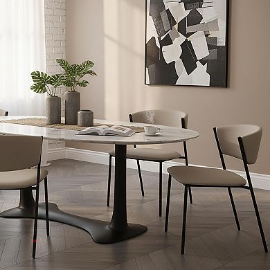 MANHATTAN COMFORT Drift Faux Leather Upholstered Metal Dining Side Chair Set of 4