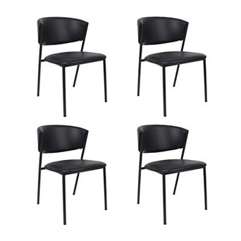 MANHATTAN COMFORT Drift Faux Leather Upholstered Metal Dining Side Chair Set of 4