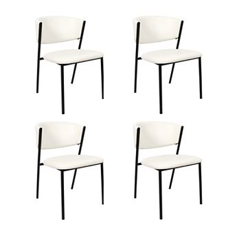 MANHATTAN COMFORT Drift Faux Leather Upholstered Metal Dining Side Chair Set of 4