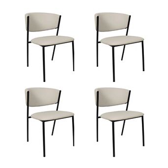 MANHATTAN COMFORT Drift Faux Leather Upholstered Metal Dining Side Chair Set of 4