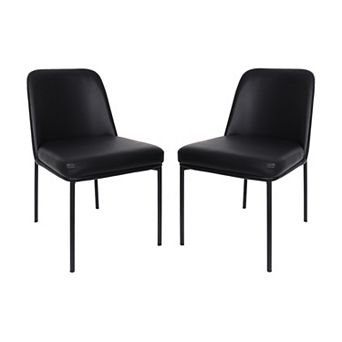 MANHATTAN COMFORT Loft Faux Leather Upholstered Metal Dining Side Chair Set of 2