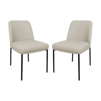 MANHATTAN COMFORT Loft Faux Leather Upholstered Metal Dining Side Chair Set of 2