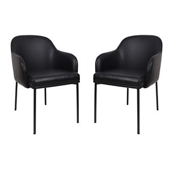 MANHATTAN COMFORT Loft Contemporary Faux Leather Upholstered Dining Armchair Set of 2