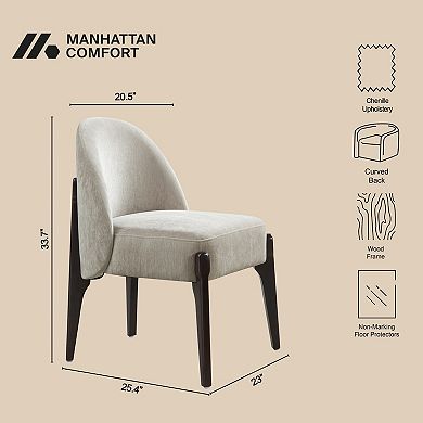 MANHATTAN COMFORT Oslo Chenille Upholstered Wood Dining Side Chair Set of 2