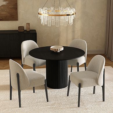MANHATTAN COMFORT Oslo Chenille Upholstered Wood Dining Side Chair Set of 2