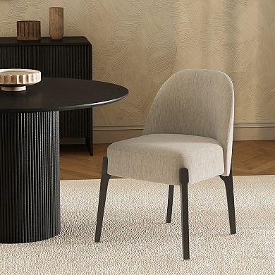 MANHATTAN COMFORT Oslo Chenille Upholstered Wood Dining Side Chair Set of 2