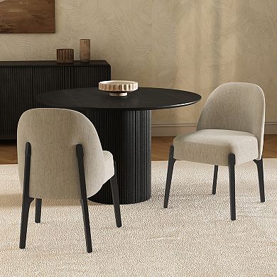 MANHATTAN COMFORT Oslo Chenille Upholstered Wood Dining Side Chair Set of 2