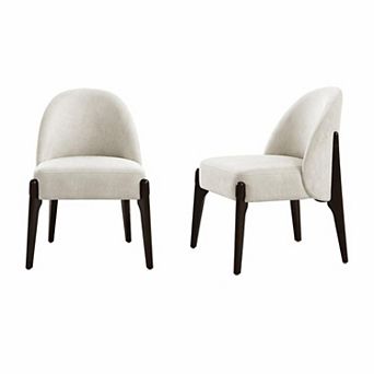 MANHATTAN COMFORT Oslo Chenille Upholstered Wood Dining Side Chair Set of 2