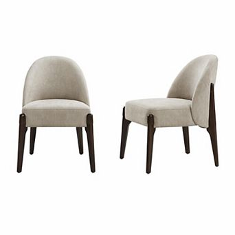 MANHATTAN COMFORT Oslo Chenille Upholstered Wood Dining Side Chair Set of 2