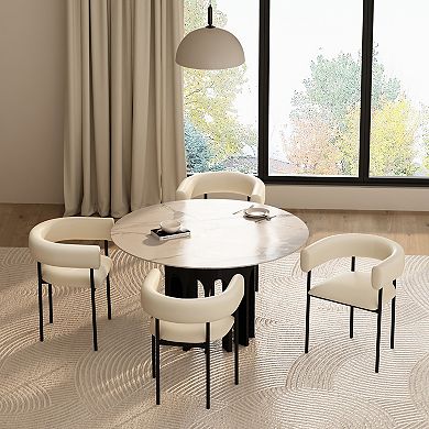 MANHATTAN COMFORT Onda Faux Leather Upholstered Metal Dining Chair