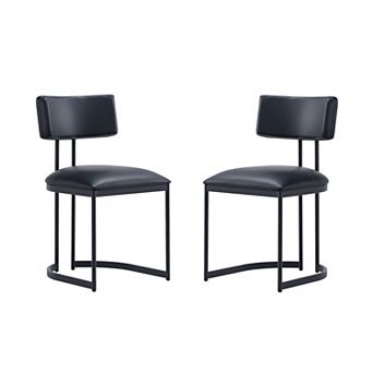MANHATTAN COMFORT Juno Faux Leather Upholstered Metal Dining Side Chair Set of 2