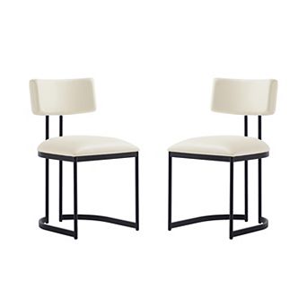 MANHATTAN COMFORT Juno Faux Leather Upholstered Metal Dining Side Chair Set of 2