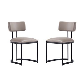 MANHATTAN COMFORT Juno Faux Leather Upholstered Metal Dining Side Chair Set of 2